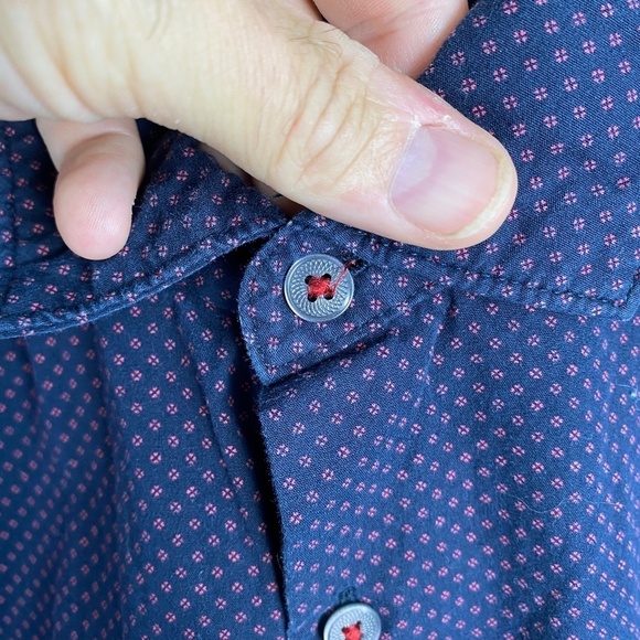 Denim & Flower Men's Purple Allover Micro Houndstooth LS Button Shirt Medium - Picture 4 of 14